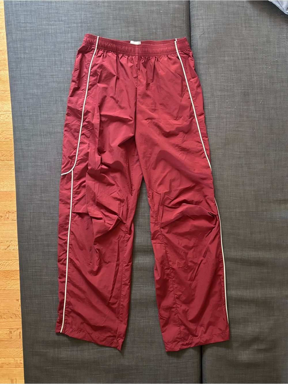 Red Athletic Track Pants with Contrast Piping
